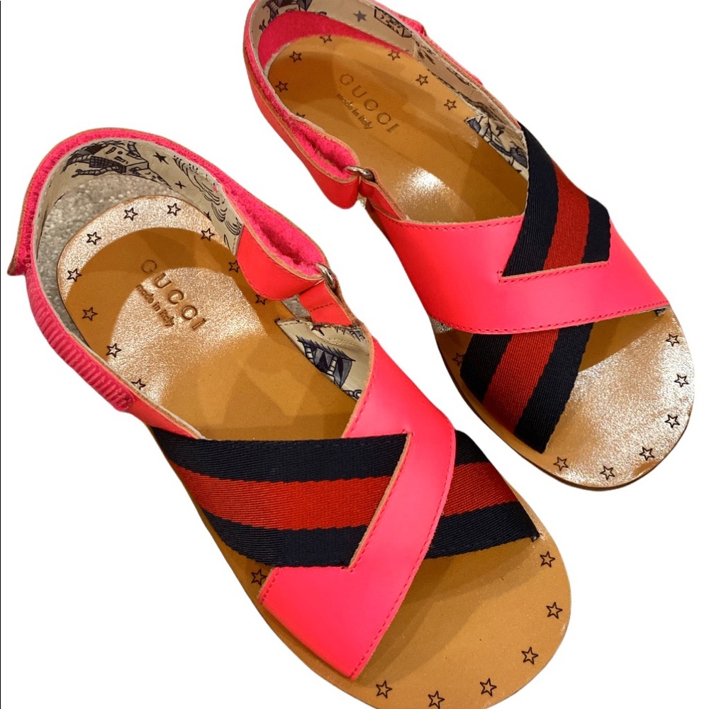 Girls Gucci Pink & Navy Sandals